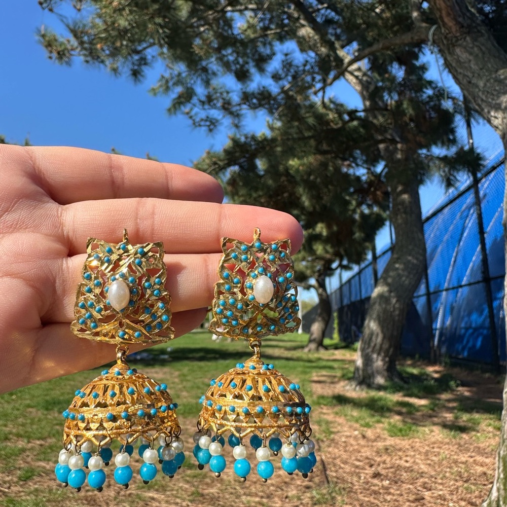 Colorful gold plated jhumka